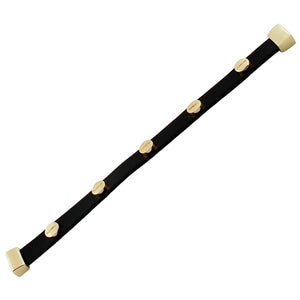 Fashion Alloy Black Leather Yellow Gold-Tone Wristband Wrap Bracelet