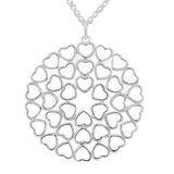 925 Sterling Silver Love Heart Circle Charm Pendant Necklace with Chain