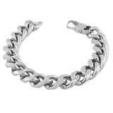 Stainless Steel Silver-Tone Men's Classic Link Cuban Chain Bracelet