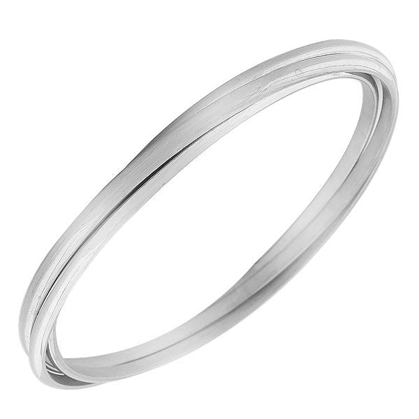 Stainless Steel Silver-Tone Interlocked Three Bangle Bracelets Set