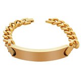 Stainless Steel Yellow Gold-Tone Polished Name Tag Men's Link Chain Bracelet
