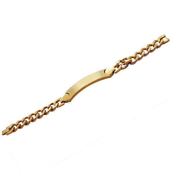 Stainless Steel Yellow Gold-Tone Polished Name Tag Men's Link Chain Bracelet
