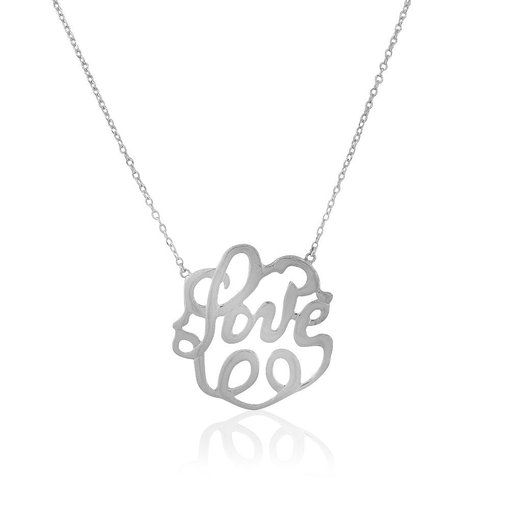 925 Sterling Silver Love Heart Circle Charm Pendant Necklace, 16"