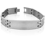 EDFORCE Stainless Steel Silver-Tone Shema Sh'ma Yisrael Hebrew Jewish Men's Link Chain Bracelet