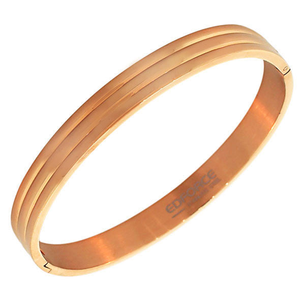 EDFORCE Stainless Steel Rose Gold-Tone Classic Oval-Shape Cuff Bangle Bracelet