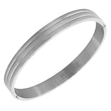 EDFORCE Stainless Steel Silver-Tone Classic Oval-Shape Cuff Bangle Bracelet