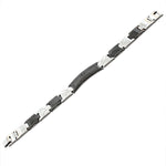 Stainless Steel Black Silver-Tone Greek Key Men's Classic Link Chain Bracelet