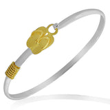 925 Sterling Silver Two-Tone Flip-Flops Classic Oval-Shape Bangle Bracelet