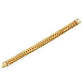 Stainless Steel Yellow Gold-Tone White CZ Double Wheat Chain Classic Men's Bracelet