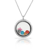 EDFORCE Stainless Steel Silver-Tone Floating Charms Flower Glass Locket Pendant Necklace - Charms Included