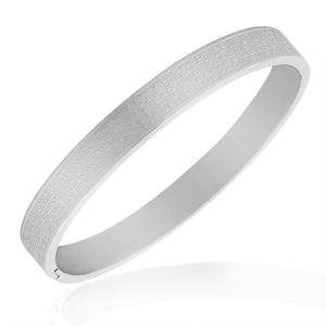Stainless Steel Silver-Tone English Prayer Lord's Prayer Bangle Bracelet