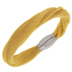 Stainless Steel Two-Tone Mesh Bangle Bracelet
