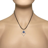 Light Hamsa Cutout Evil Eye Necklace Cubic Zirconia