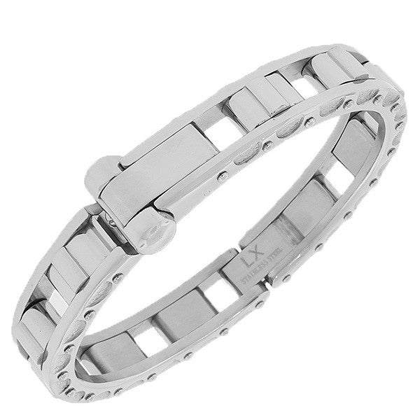 Stainless Steel Silver-Tone Handcuff Men's Bracelet