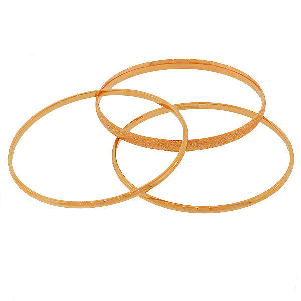 Stainless Steel Rose Gold-Tone Three Stackable Bangles Bracelets Set