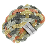 Fashion Alloy Multicolor Gold-Tone Mesh Braided Bracelet