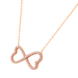925 Sterling Silver Rose Gold-Tone CZ Heart Infinity Necklace