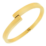 Stainless Steel Yellow Gold-Tone Handcuff Men's Bracelet