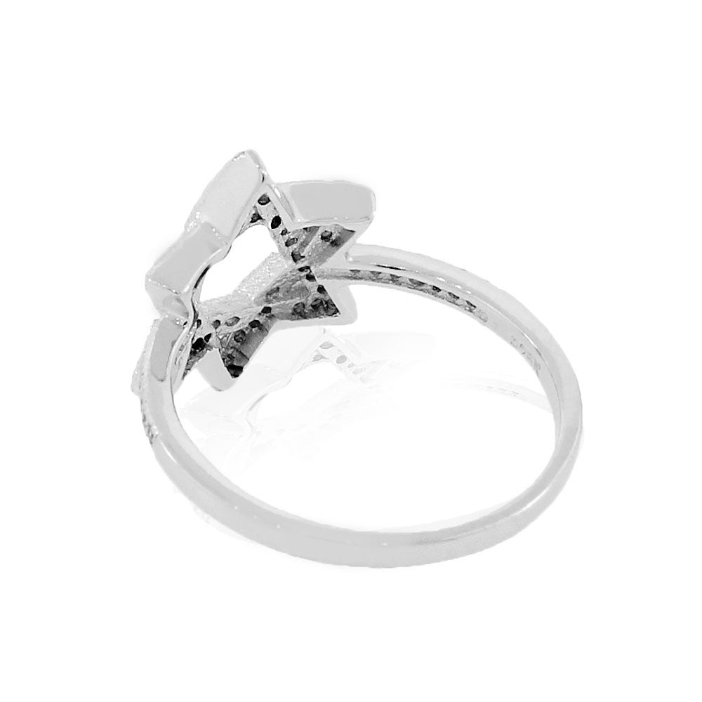 925 Sterling Silver White Clear CZ Star of David Ring