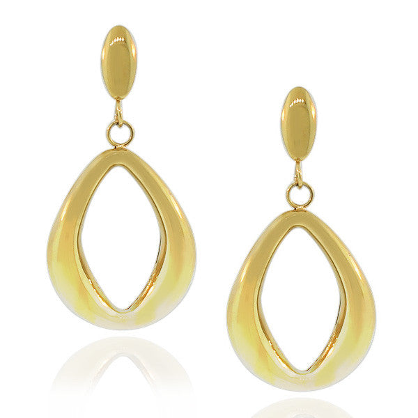 Stainless Steel Yellow Gold-Tone Large Dangle Earrings
