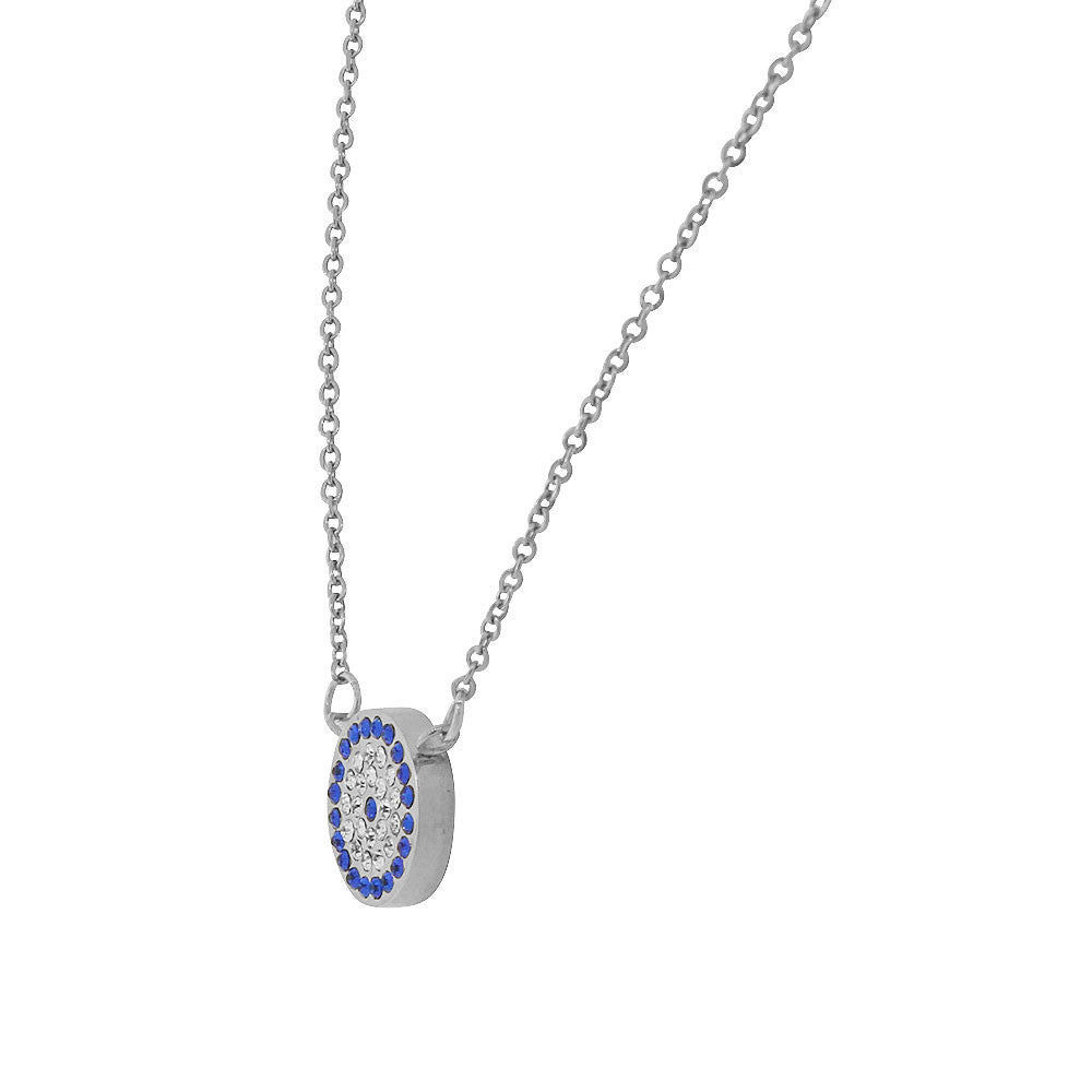 Evil Eye Necklace Pendant Cubic Zirconia Stainless Steel