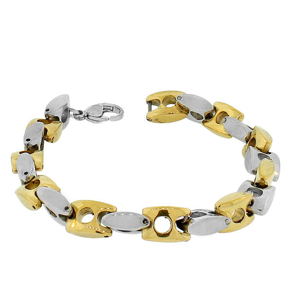 Stainless Steel Two-Tone Link Chain Men's Bracelet