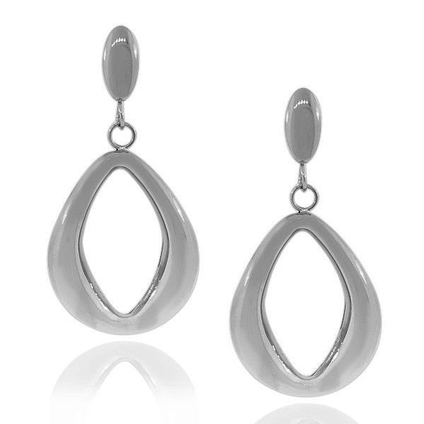 Stainless Steel Silver-Tone Large Dangle Earrings