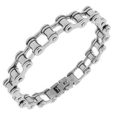 Stainless Steel Silver-Tone Bike Link Chain Men's Bracelet 
