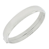 EDFORCE Stainless Steel Silver-Tone Classic Oval-Shape Polished Bangle Bracelet