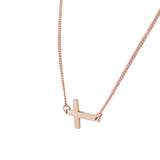 Stainless Steel Rose Gold-Tone Sideways Cross Pendant Necklace