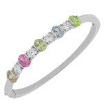 Fashion Alloy Silver-Tone White Multicolor CZ Bangle Bracelet