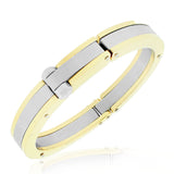 Stainless Steel Two-Tone Heavy Large Mens Handcuff Bracelet