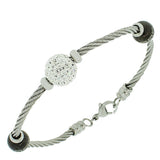 Fashion Alloy White CZ Ball Twisted Cord Greek Key Bangle Bracelet