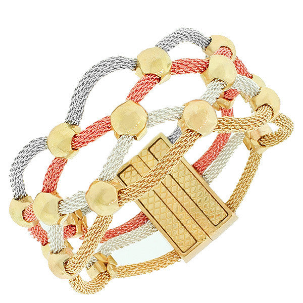 Fashion Alloy Silver-Tone Gold-Tone Mesh Bracelet