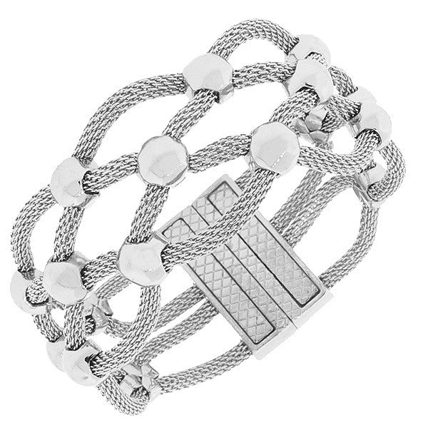 Fashion Alloy Silver-Tone Mesh Bracelet