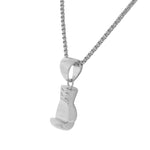 Stainless Steel Silver-Tone Boxing Glove Mens Pendant Necklace