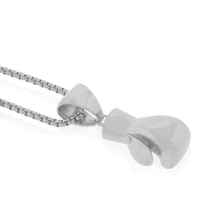 Stainless Steel Silver-Tone Boxing Glove Mens Pendant Necklace