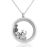 EDFORCE Stainless Steel Silver-Tone Floating Charms Beach-Theme Glass Locket Pendant Necklace - Charms Included