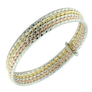 Stainless Steel Multi-Tone Stackable Bangle Bracelets - Set of 5