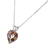 925 Sterling Silver Love Heart Multicolor CZ Pendant