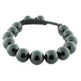 Black Ball Cord Macrame Adjustable Beaded Bracelet