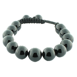 Black Ball Cord Macrame Adjustable Beaded Bracelet