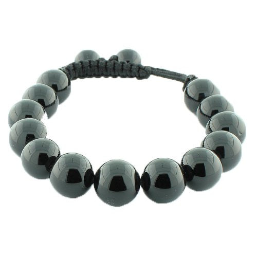 Black Ball Cord Macrame Adjustable Beaded Bracelet