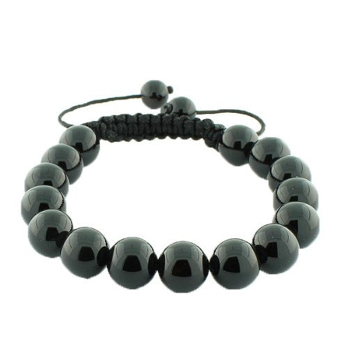 Black Ball Cord Macrame Adjustable Beaded Bracelet