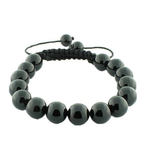 Black Ball Cord Macrame Adjustable Beaded Bracelet