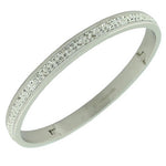 Stainless Steel Silver-Tone White CZ Bangle Bracelet