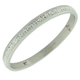 Stainless Steel Silver-Tone White CZ Bangle Bracelet