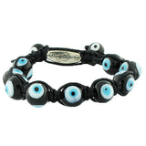 Fashion Alloy Black White Blue Evil Eye Beaded Adjustbale Macrame Bracelet