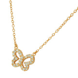 925 Sterling Silver Rose Gold-Tone Small Butterfly CZ Necklace