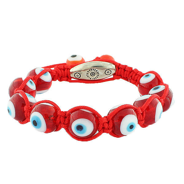 Fashion Alloy Red White Blue Evil Eye Beaded Adjustbale Macrame Bracelet